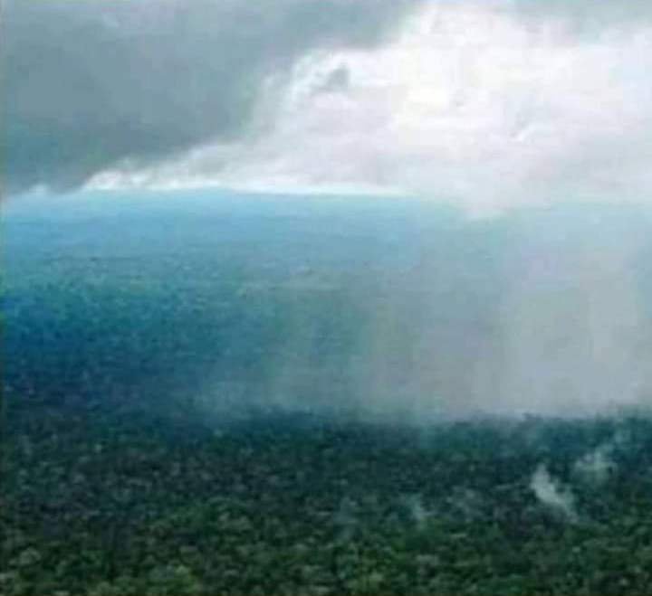 rain over amazon forest fire