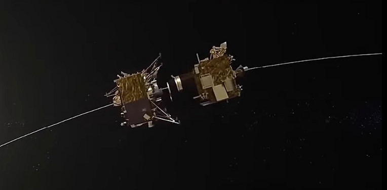 Orbiter and lander separating
